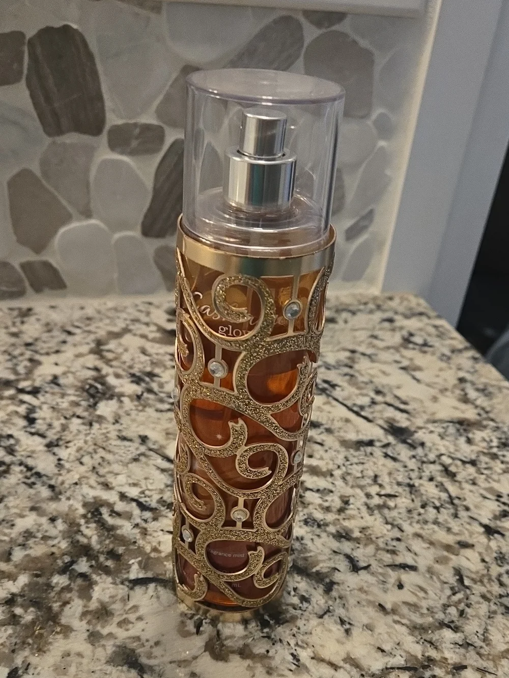 Body Spray Gold and rhinestone holder